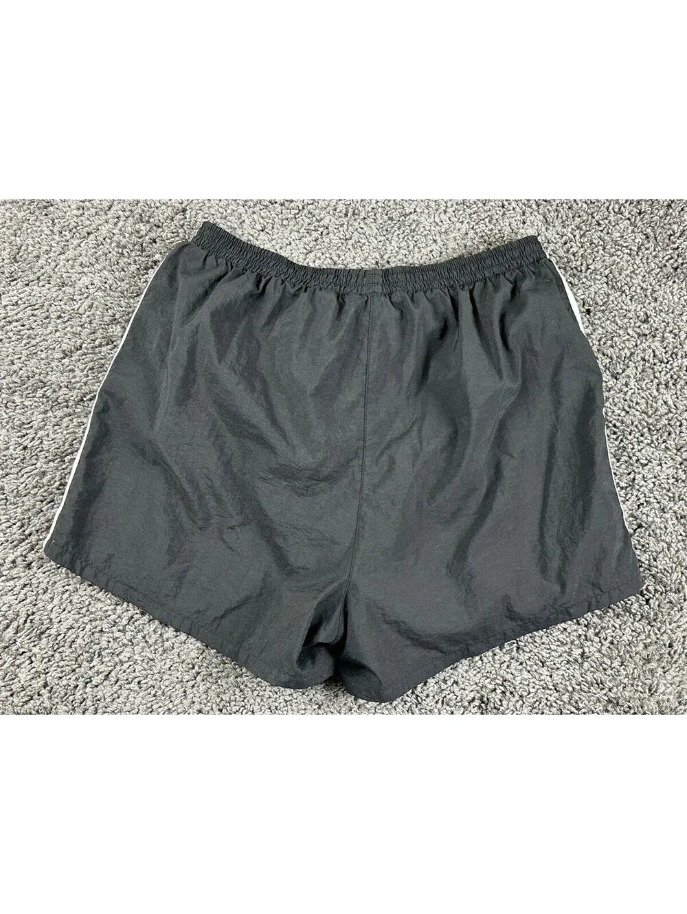 Vintage Y2K Adidas Running Shorts Mens Black 3 Stripe Nylon Lined Sz M